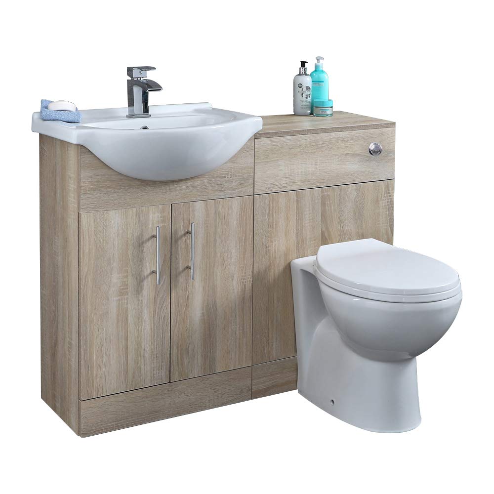 Hudson Reed Mueble de Lavabo Efecto Roble con 2 Puertas e Inodoro