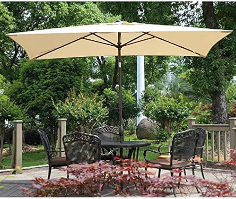 Amazon Com Abba Patio Rectangular Patio Umbrella Outdoor Market Table Umbrella With Push Button Tilt And Crank For Garden Lawn Deck Backyard Pool 6 6 By 9 8 Ft Beige Garden Outdoor