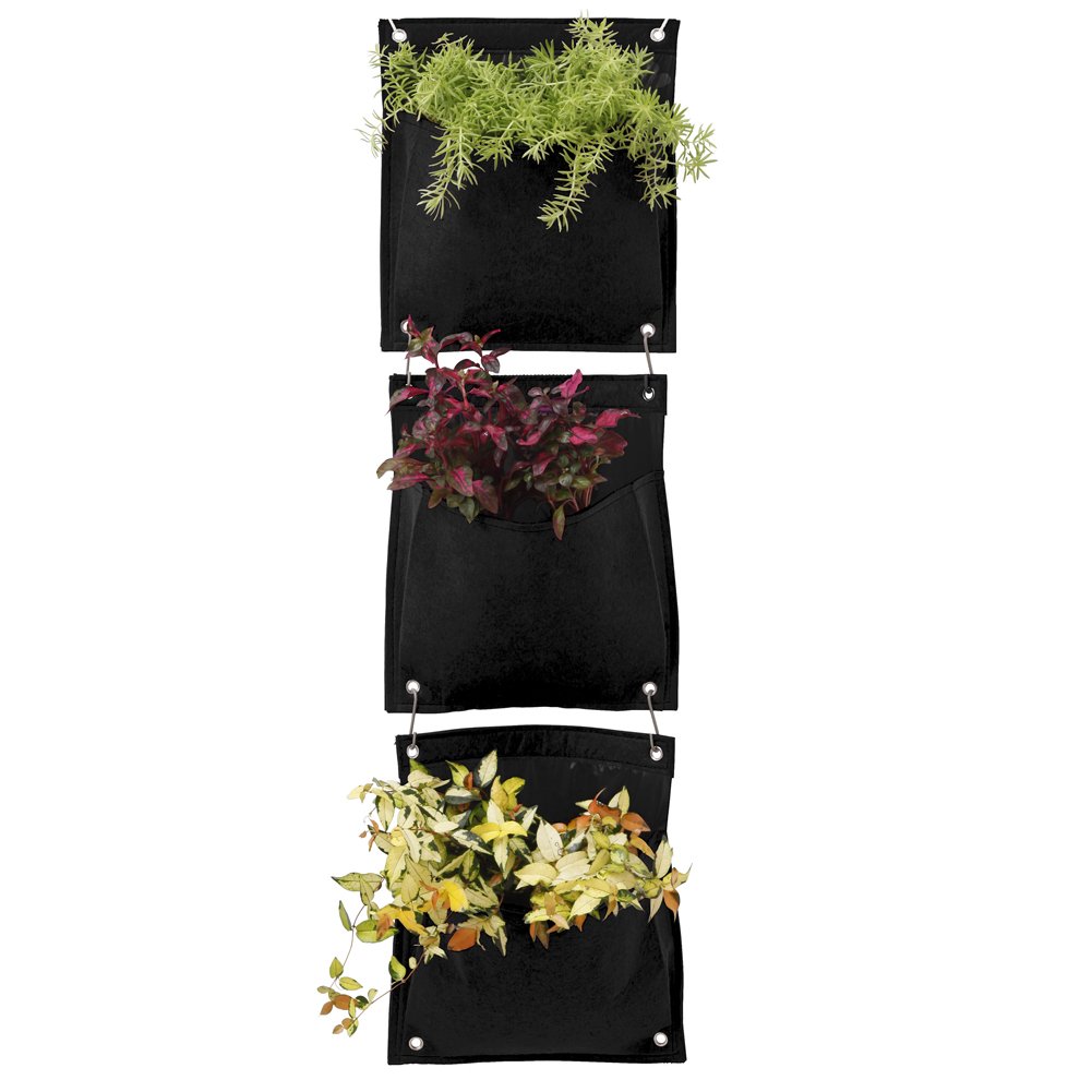 VegTrug FHP01BK Felt Herb Pot Set - Black (3-Piece) — image 1