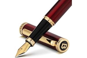 BEILUNER Red Fountain Pen,Stunning Luxury Pen,24K Gilded Nib(Medium),Gorgeous 24K Gold Finish,German Schneider Ink Converter,Trustworthy Pen Gift for Men&Women-Elegant,Executive,Nice Pen for Writing