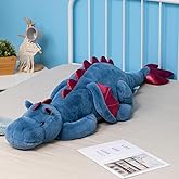 Leahaoe Weighted Dragon Stuffed Animal, Soft and Sturdy Weighted Stuffed Animals for Kids and Adults, Medium Blue Dragon Stuffed Animal(35.4" 5Lbs)