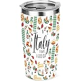 jeilink Italian Gifts, 20 oz Insulated Tumbler, Tumbler with Lid, Vacuum Travel Coffee Mug Stainless Steel Cup for Cold Hot Drink Gift for Women Men Christmas Birthday Camping Italy Travel Essentials