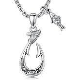LEECCI Fish Hook Necklace 925 Sterling Silver Maui Fish Hook Pendant Hawaiian Fishhook Jewelry for Men Women