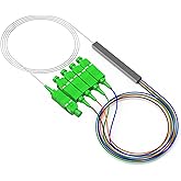 Poyiccot SC Fiber Optic Splitter, 0.9mm G657A1 SC 1x4 PLC Fiber Optic Splitter Singlemode Support for Home Wiring, Engineering Project, Fiber LAN, 3.3ft/1m