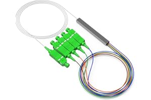 Poyiccot SC Fiber Optic Splitter, 0.9mm G657A1 SC 1x4 PLC Fiber Optic Splitter Singlemode Support for Home Wiring, Engineering Project, Fiber LAN, 3.3ft/1m