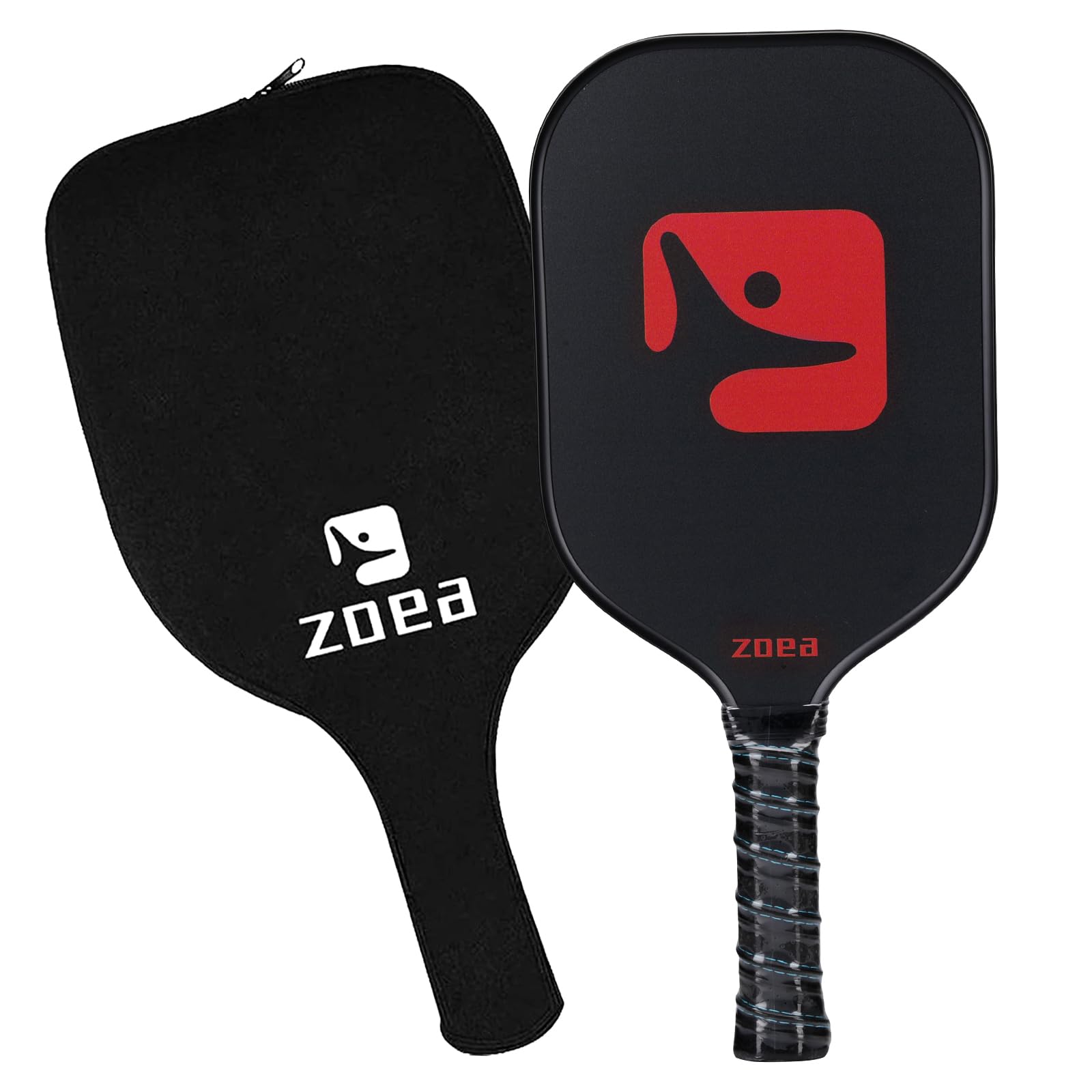 ZOEA Pickleball Paddle, Graphite Pickleball Racket with Carbon Fiber Surface and Polymer Honeycomb Composite Core for Outdoor and Indoor (Red+Black)