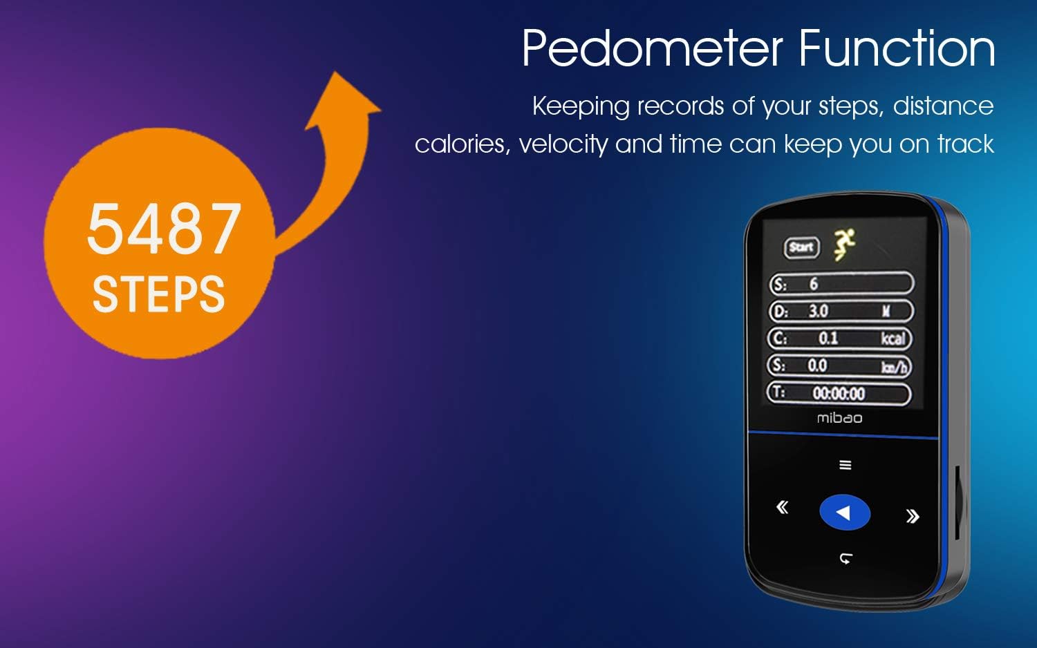 32GB Mini MP3 Player, Mibao MP3 Player with Bluetooth, Portable Music Player with Clip, Sport Pedometer, FM Radio, Vioce Recorder, Micro SD Slot, Expandable up to 64GB, Ideal for Sports: Electronics