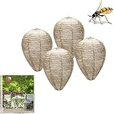 4 Pack Wasp Nest Decoy, Natural Wasp Repellent Wasp Trap Waterproof Hanging Fake Wasp Nest bee, Wasp & Hornet Control for Hom
