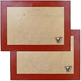 Silicone Baking Mat for Toaster Oven - Set of 2 mats (Size 7 7/8" x 10 13/16") - Non Stick Silicon Liners for Sheets, Trays & Pans - Pizza/Hot Dog/Sandwich/Cookie Making - Professional Grade