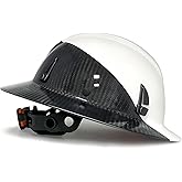 SAFEBUILDER Carbon Fiber Full Brim Hard Hats Made of Carbon Fiber Safety Helmet 6-Point Suspension ANSI Certified for Construction, Industrial, Outdoor Work