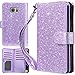 UrbanDrama Case for Galaxy S7 Edge, S7 Edge Wallet Kicktand Shiny Luxury Folio Flip PU Leather Wristlet ID Credit Card Slot Cash Pocket Phone Case Compatible for Samsung Galaxy S7 Edge, Purple