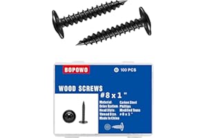 Bopowo (100pcs)#8×1" Black Truss Head Wood Screws Quick Metal Self Tapping Screws