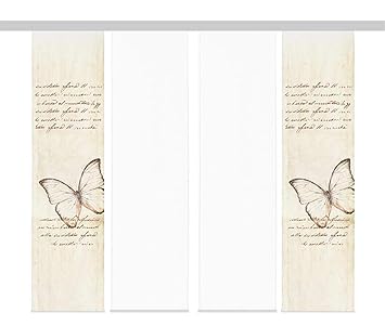 heimtexshop24 Flächenvorhänge Schiebegardinen, 3-4-5-6 Set zur Auswahl, Digitaldruck, Lasergeschnitten, 60cm x 245cm, incl Pa