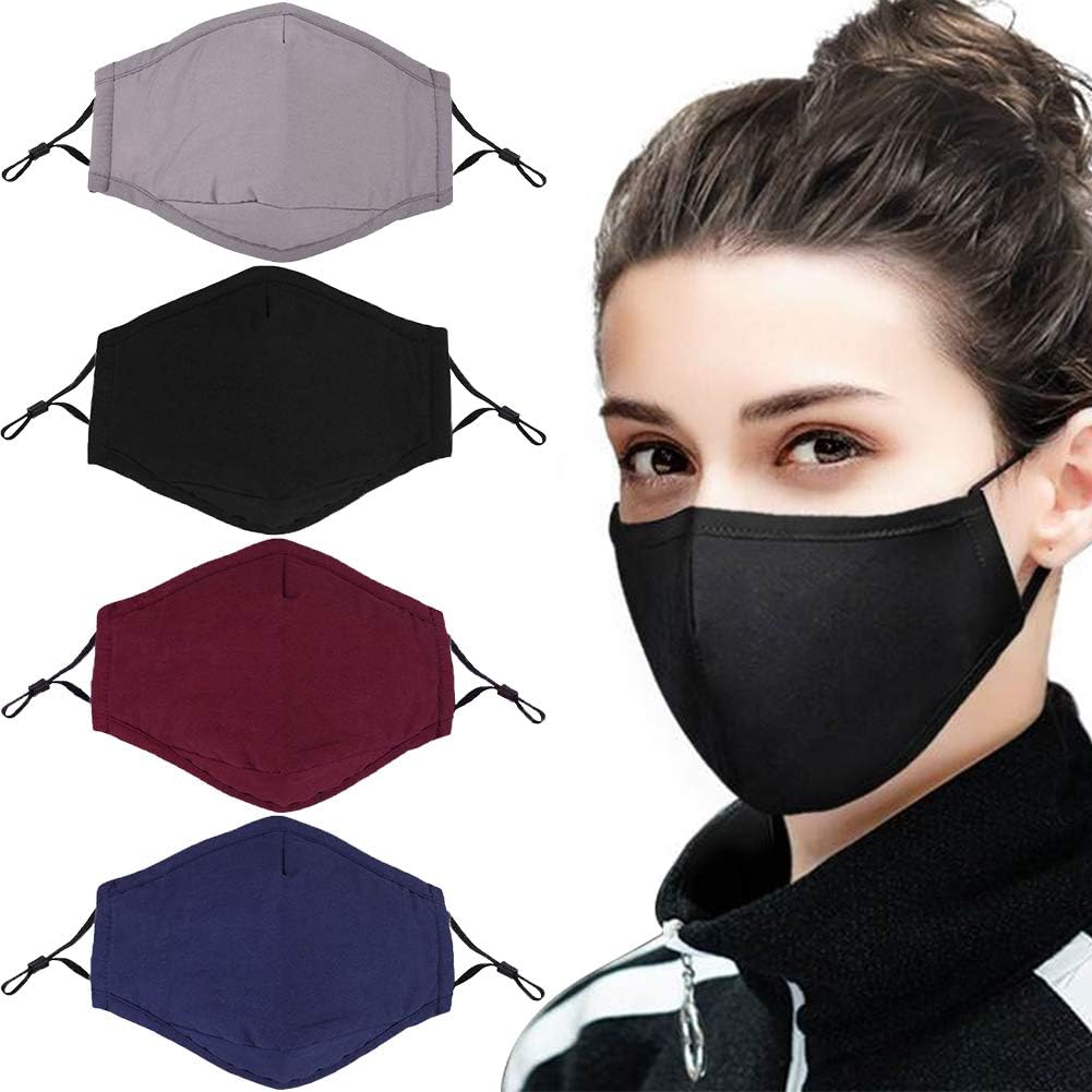 Dust Mask, 4 Pack Anti Dust Pollution Mask Cotton Mouth Mask, Washable Fashion Windproof PM2.5 Face Mask Dust Mask for Men Women with Adjustable Straps