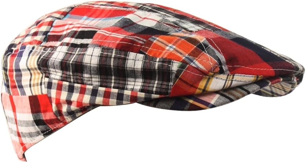 red plaid flat cap