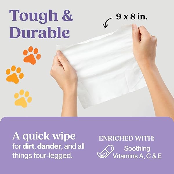 WIPEMATE 400CT LAVENDER EXTRA LARGE PET WIPES FOR MEDIUM TO LARGE DOGS & CATS, NO-RINSE SOLUTION, HYPOALLERGENIC WIPE GENTLE DEODORIZING – WIPES FOR CLEANS PAWS EARS FUR BUTT & ANAL GLANDS