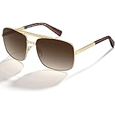 CARFIA Pilot Polarized Sunglasses for Men UV Protection Classic Double Bridge Anti-Glare Driving Shades with Spring Hinges