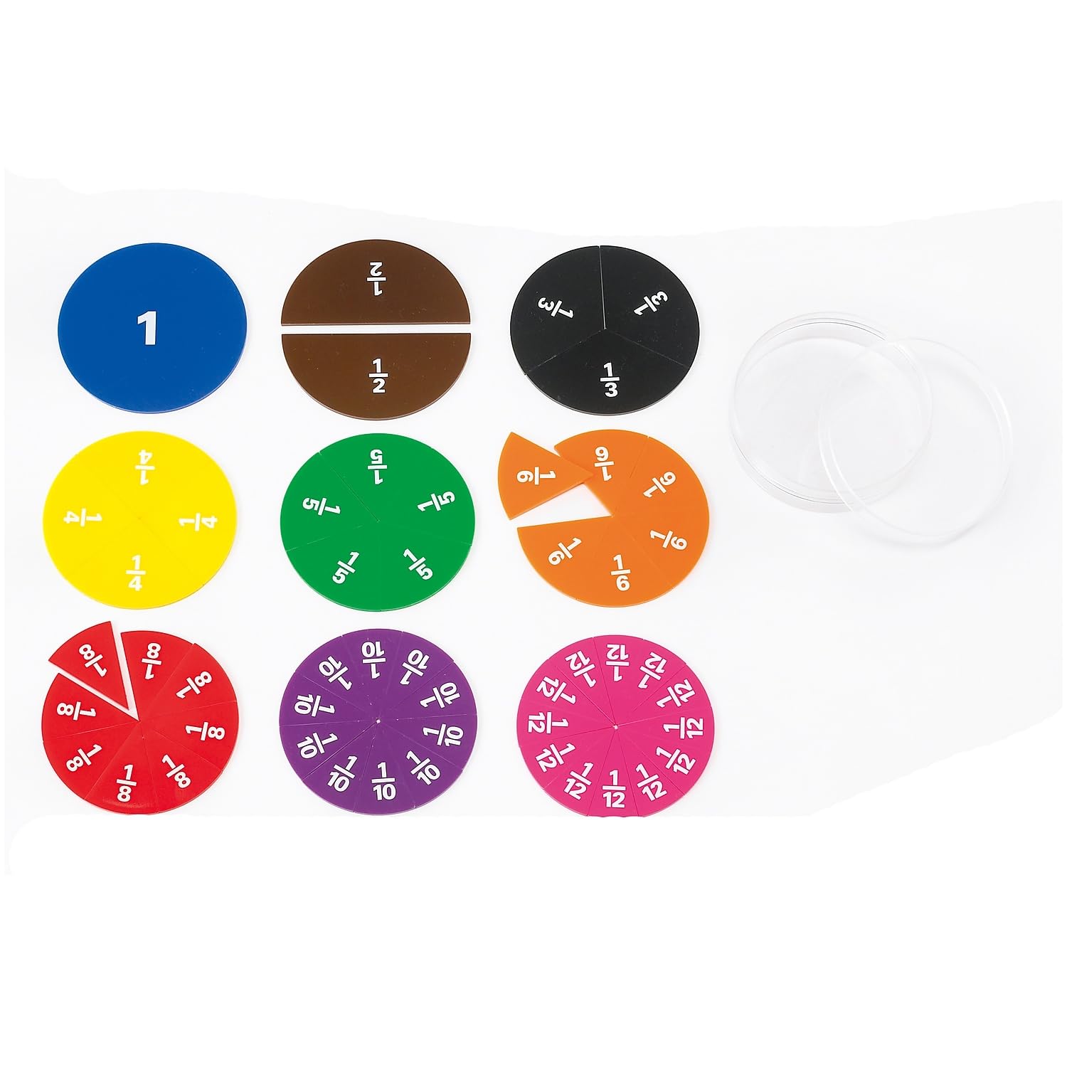 edxeducation Fraction Circles - Set of 51 - 9 Values and Colours - Teach Fraction Equivalents and Parts to Whole