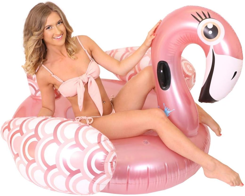 I Love Fancy Dress Ltd Giant Flamingo Pool Float, Pink Pool Lounger Inflatable Swimming Pool Floater
