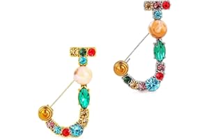 GAFARIO Initial Letter Brooch Bling Pin Jewelry Xmas Present Crystal Pearl Brooches Christmas Gift