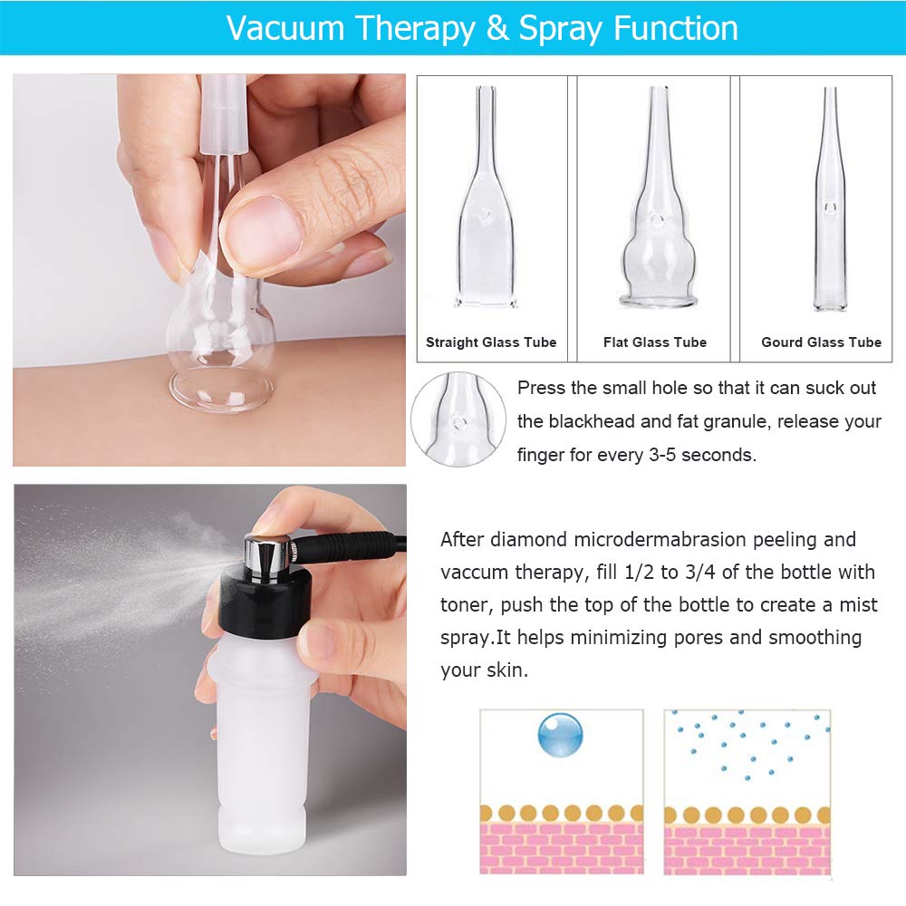 3 in 1 Diamond Microdermabrasion Machine, TopDirect Facial Skin Care Salon Equipment w/Vacuum & Spray (Strong Suction Power: 65-68cmhg): Beauty