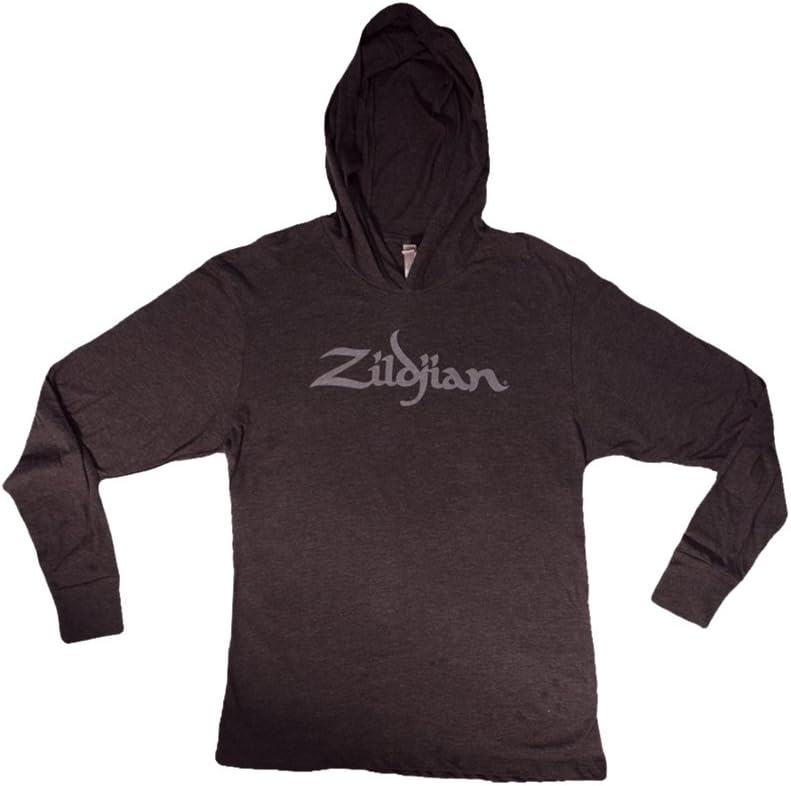 Zildjian Mens LongSleeve Lightweight Hoodie Charcoal Grey Size M