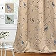 H.VERSAILTEX Blackout Curtains for Bedroom 63 Inches Length Thermal Insulated Birds Rustic Printed Curtain Drapes for Living Room Energy Efficient Room Darkening Home Decoration Pair 2 Panels, Taupe