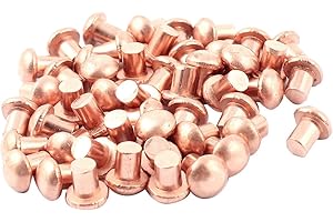 uxcell 50pcs 3/16" Dia. 1/4" L Shank Round Head Copper Solid Rivets Fasteners
