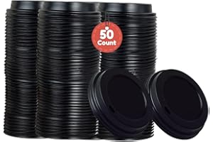 Smygoods Coffee Cup Lids, Dome Lid for 10/24 Ounce Cups, Paper cups, Black, 50 Count [No Cups Included]