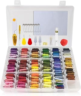 Sticktwist Kreuzstichgarne, 110 Farben, Stickgarn mit Organizer Aufbewahrungsbox und 50 Stück Kreuzstichwerkzeuge