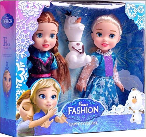 Zaid Collections Fashion Dolls Princess Anna and Elsa with Olaf (Small)
