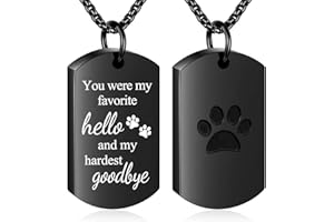 abooxiu Urn Necklace for Ashes Moon Ashes Necklace Stainless Steel Cremation Necklace for Pet Memorial Ashes Holder - You Left Paw Prints on My Heart