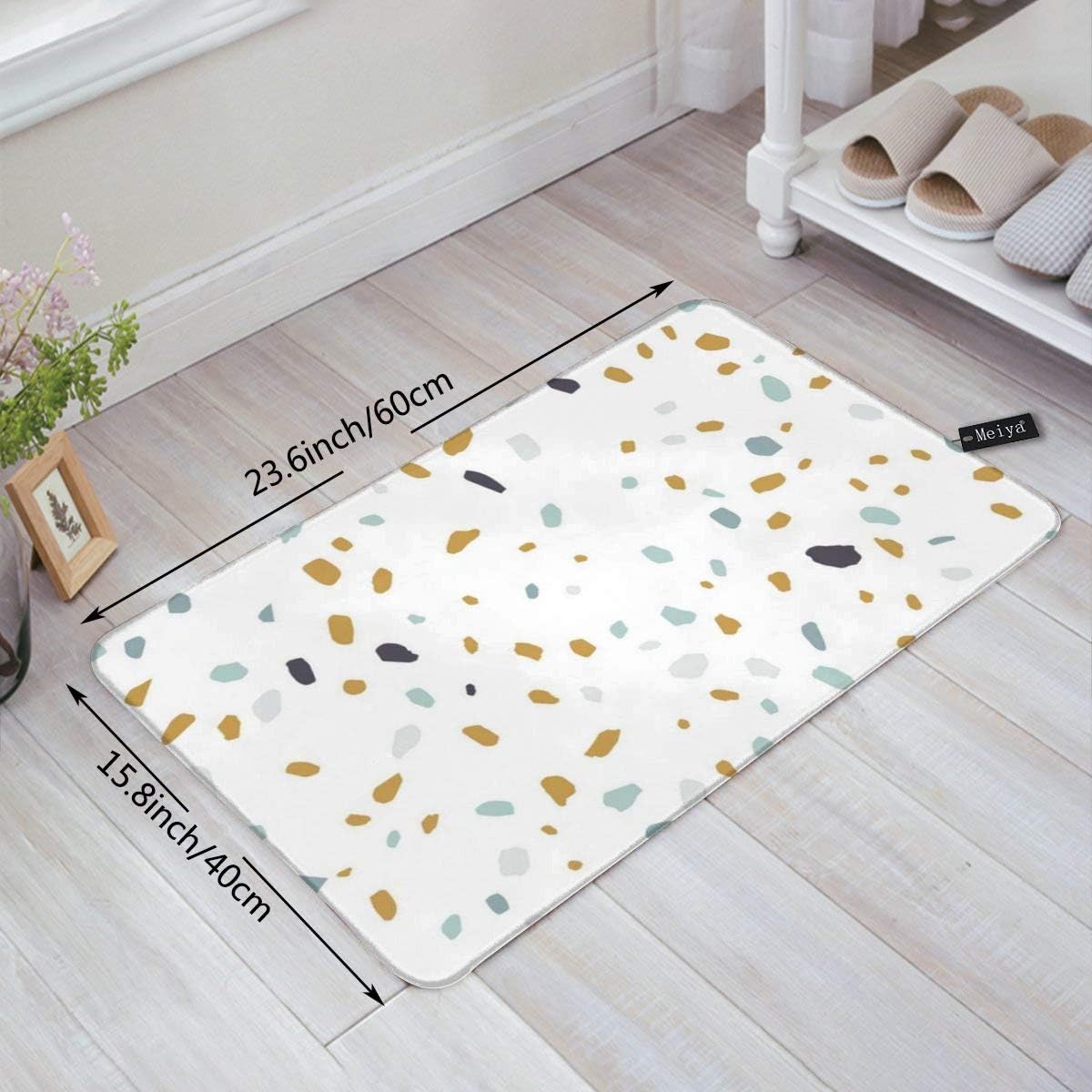 Nonebrand Alfombra de baño de goma antideslizante textura de terrazo o