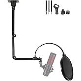 Ceiling/Wall Mic Mount Holder compatible with Shure MV7,Blue Yeti,Razer,HyperX,Rode,Razer Microphones for Gaming, Streaming, Podcasts, Twitch, YouTube, Discord