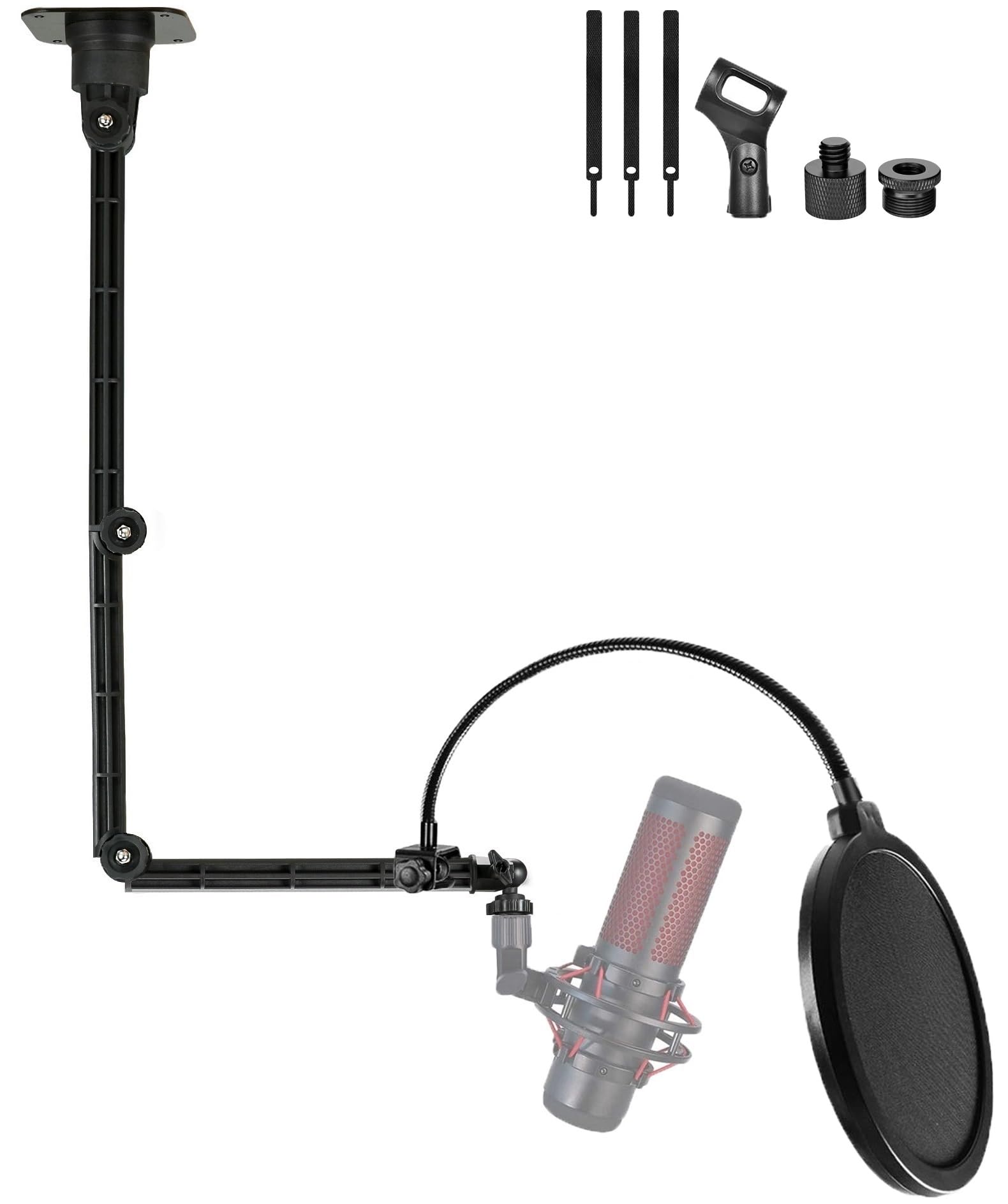 Photo 1 of Ceiling/Wall Mic Mount Holder compatible with Shure MV7,Blue Yeti,Razer,HyperX,Rode,Razer Microphones for Gaming, Streaming, Podcasts, Twitch, YouTube, Discord