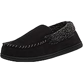 Dearfoams Men's Eli Microfiber Indoor/Outdoor with Whipstitch Detail Suede Moccasin Slipper