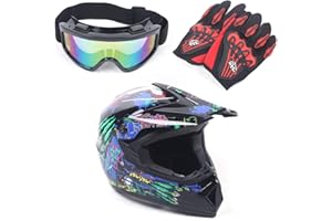 EAPMIC Youth Kids Offroad Gear Combo Helmet Gloves Goggles DOT Motocross Off-Road Racing ATV Dirt Bike Protector (#1, M)
