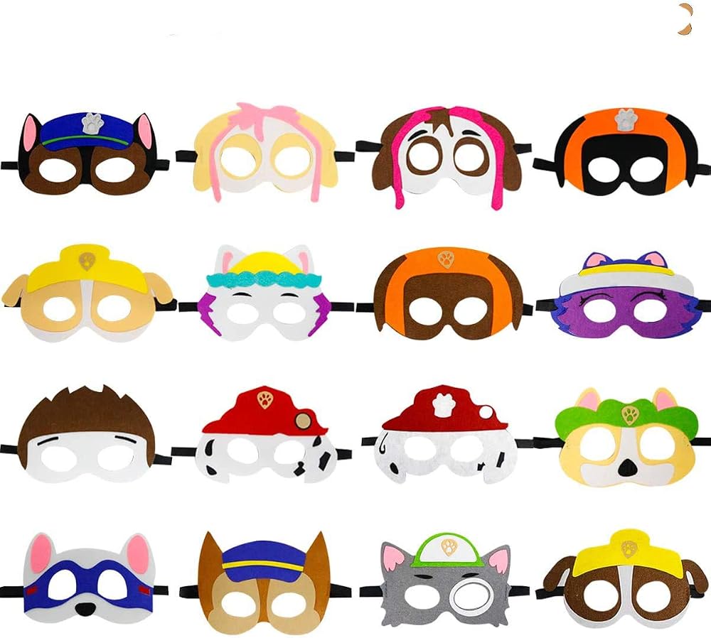 U&X Paw Dog Patrol Masks 16 Cosplay Character Party Favors Birthday Supplies