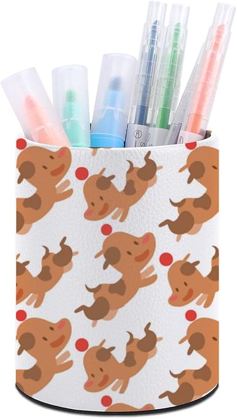 Amazon Co Jp ペン立て 卓上収納 小物入れ ペンスタンド 筆立て 文具収納 かわいい 犬 キャラクター アクセサリー Puレザー 円型 高級感 多機能 シンプル 日常生活 事務 オフィス 学生生活 プレゼント Diy 工具 ガーデン