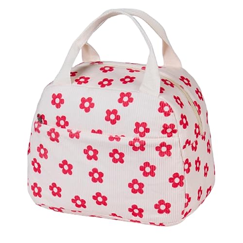 xjpsets Lunch Bag for Women Men Girl,Large Cute Corduroy Lunch Tote Bags - Reusable Insulated Lunch Box for women with Handle, Leakproof WaterProof Design for Office, School, Work,Picnic.