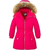 Garemcy Girls Winter Coat Long Warm Waterproof Fleece Lined Puffer Jacket With Detachable Hood & Fur Trim