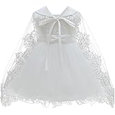 Silver Mermaid Baby Girls Christening Baptism Dress Satin Tulle Gown with Lace Cape for Flower Girl and Birthday