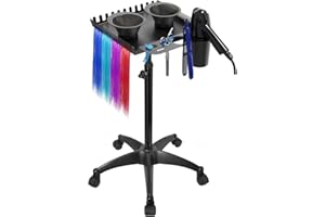 JOSTZHXIN Salon Rolling Tray with 2 Magnetic Bowls, Professional Tool Tray Cart, Hair Extension Tray for Hairdressers, Color Tray Trolley for Hair Salon Home Use