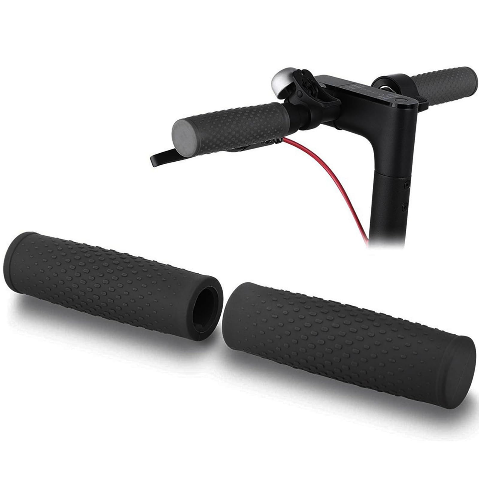 TMOM One Pair of Handlebar Grips Grip for Xiaomi M365 Pro Electric Scooter 12 cm Rubber Non-Slip Lever Protection (Black)