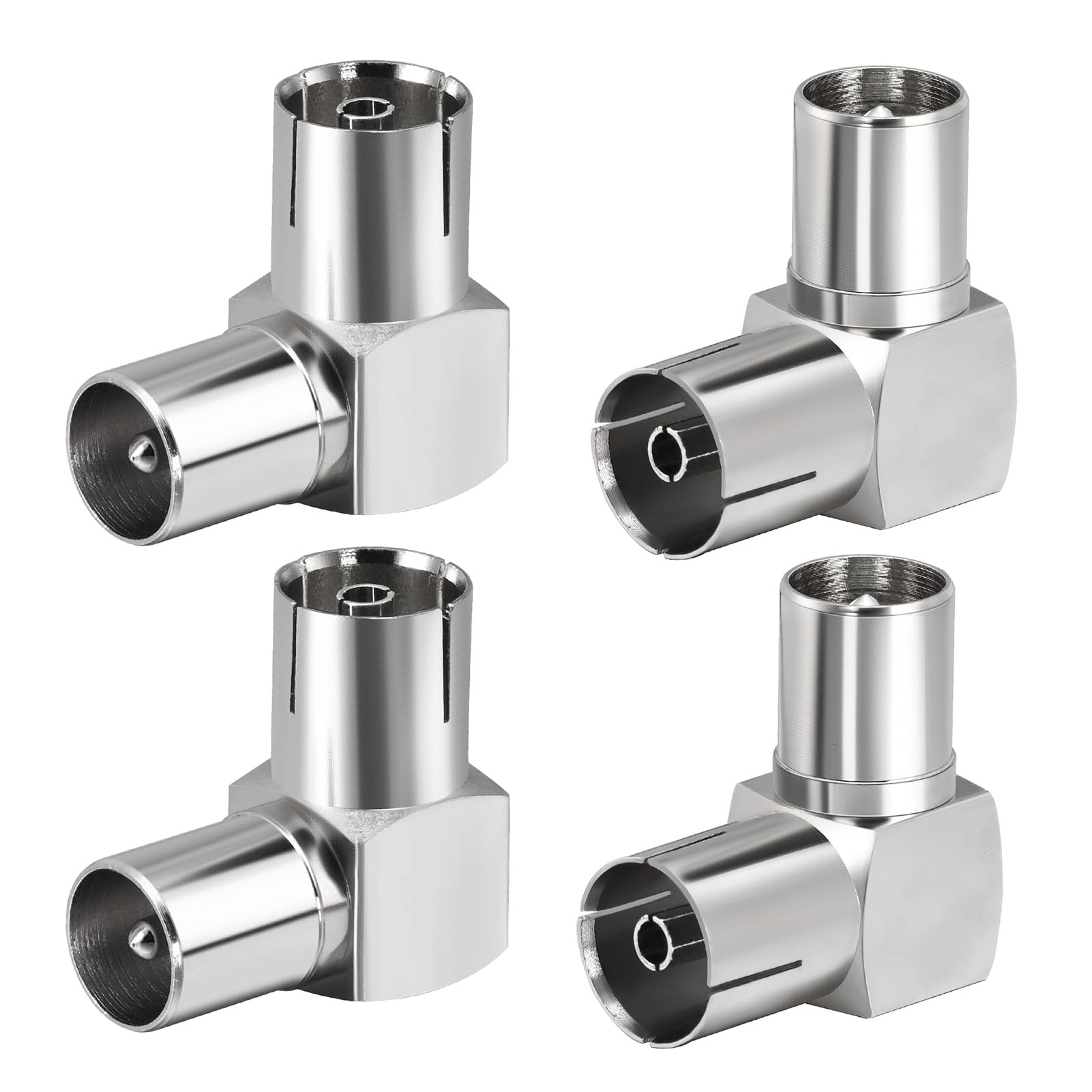 TUOLNK TV Aerial Male to Female 90 Degree TV Aerial Coaxial Connector TV PAL Female to Male Right Angle Aerial Adapter for Aerial Cable Satellite Cable 4Pcs