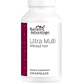 Bariatric Advantage Ultra Multi Without Iron - High Potency Multivitamin - for Bariatric Surgery Patients - Bariatric Multivitamin Capsule - with Calcium, Vitamin C & More - 270 Capsules