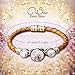 Retro Shaw leather bracelet with natural crystals bangle bracelet magnetic lock gifts for women 6.9 inch