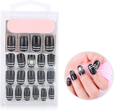 Salmue 24 Pcsboîte Faux Ongles Cercueil Ongles Conseils