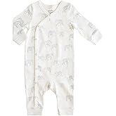 PEHR Kimono Romper, Follow Me Elephant | 100% Organic Cotton Baby Outfit | Sizes 0-6 Months