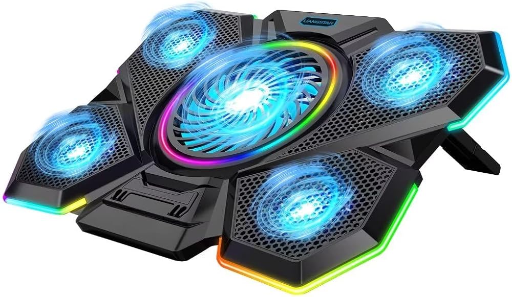 LIANGSTAR Laptop Cooling Pad 6 Quiet LED Fans 15.6-17 Inch Switch Speed